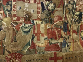 Tapiz que muestra las conquistas del rey Alfonso V de Portugal, Tournai. (detalle)