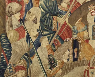 Tapiz que muestra las conquistas del rey Alfonso V de Portugal, Tournai. (detalle)
