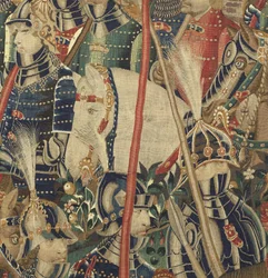 Tapiz que muestra las conquistas del rey Alfonso V de Portugal, Tournai. (detalle)