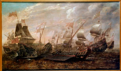 La Armada Invencible. Batalla naval que vio la derrota de la Armada Española contra la flota inglesa en agosto de 1588, escuela flamenca