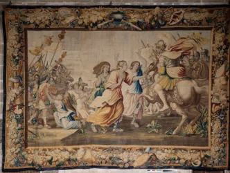 La catedral (Catedral de Santa María de Sigüenza). La colección de la catedral. Tapiz flamenco. La Historia de Roma (?). Firmado: “BB D EGGERMANS. Ian Le Clerc, D Eggermans”. Bruselas. Comienza el siglo XVII.