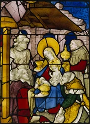 Ventana que representa la Adoración de los Reyes (vidriera)
