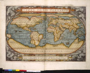 Mapamundi, Theatrum Orbis Terrarum, por Abraham Ortelius