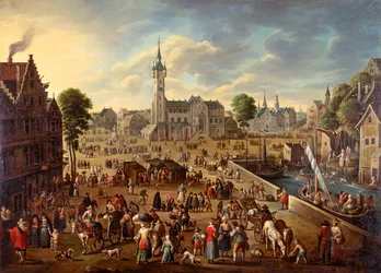 Vista de la ciudad de la Plaza Mayor en Lier