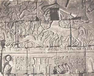 Karnak Tebas, Enceinte del Palacio - Detalles de esculturas en el Punto O, 1851-52, impreso 1853-54