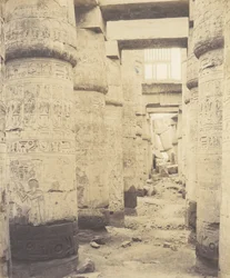 Karnak Tebas, Palacio - Sala Hipóstila - Ventana y Capiteles, 1851-52, impreso 1853-54