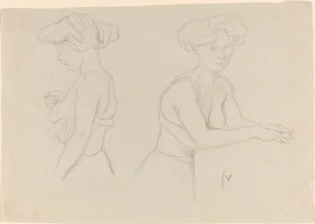 Dos estudios de una mujer vistiéndose, 1890s