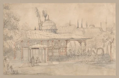 Pabellón cerca de una mezquita, 1800s
