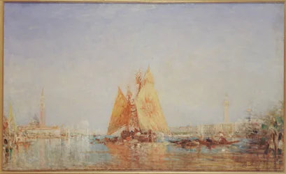 Venecia, Trabaccolo con vela amarilla, entre 1870 y 1890 (óleo sobre lienzo)