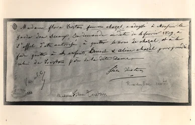 Carta autografiada de Flora Tristan (1803-44) al Ministro de Justicia francés, solicitando el divorcio, 4 de febrero de 1839