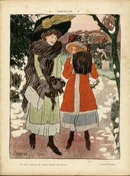 Ilustración de Florane (1872-1940) en Le Rire, 22/01/10 - Ingenuite - Moda, Sombrero, Jardín Público