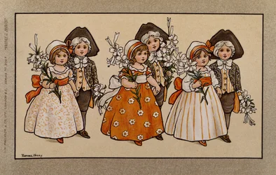 Lirios, tarjeta victoriana