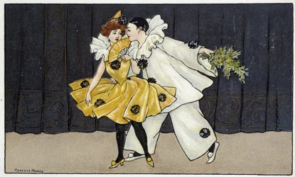 Pierrot y Colombina - dib. por Florence Hardy, principios del siglo XX