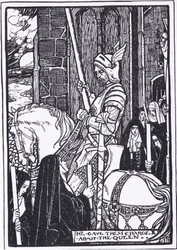 Él les dio cargo sobre la Reina (Guinevere) (litho)