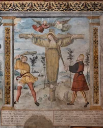 Detalle de la Crucifixión de Santa Julia, frescos sobre las Historias de S. Giulia y Cristo
