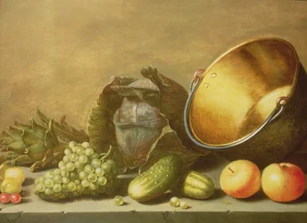 Naturaleza muerta con una olla de latón