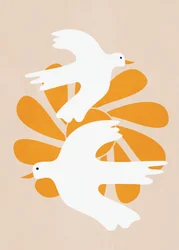 Palomas de la paz en vuelo