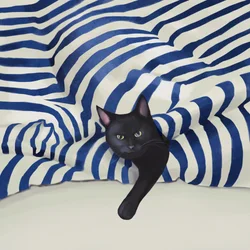 Gato negro asomándose