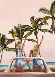 Amigos de la playa tropical