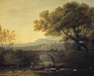 Francés:  Paysage avec un pont Paisaje con un puente