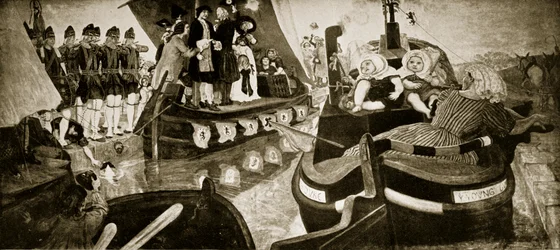 La inauguración del Canal de Bridgewater, 1768, ilustración de 