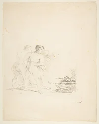 Hombres escupiendo al fuego, ca. 1820-1850