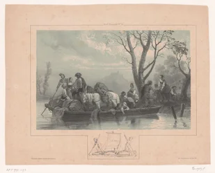 Ferry con caballos y pasajeros
Le bac (título en el objeto)
Motivos para la acuarela (título de la serie)
Motifs d