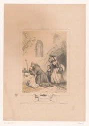 Mujer y niño visitando a un ermitaño
Visite à l