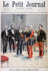 Siendo galardonado con la medalla de la Legión de Honor por Emile Loubet, París, 1899