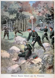 Oficial ruso herido por los prusianos, frontera rusa, 1898