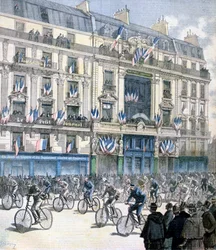 Inicio de la carrera ciclista París-Brest-París, 1891