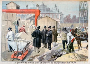 El Príncipe de Gales visitando los sitios de construcción para la Exposición Universal de 1900, París, 1898