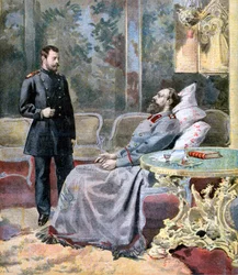 El zarevich Nicolás y su padre el zar Alejandro III de Rusia, 1894