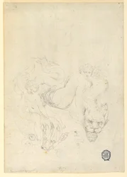 Dibujo, Tetis y Cupido montando un pez, ca. 1820