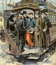 Un soldado de infantería regresa de la expedición a Madagascar, París 1896 (Grabado)