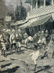 Insurrección en la ciudad de Bombay en 1898 (Grabado)
