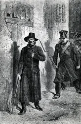 Javert persiguiendo a Valjean, ilustración de 