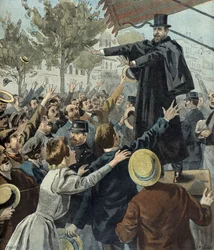 Paul deroulede en una manifestación en parís en 1898 (Grabado)