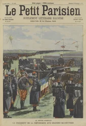 El presidente Loubet de Francia inspeccionando tropas en las grandes maniobras del ejército francés en Amilly