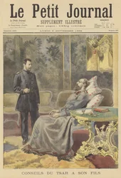 El zar Alejandro III de Rusia moribundo dando consejos a su hijo