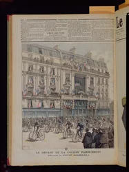 El inicio de la carrera de bicicletas París-Brest frente a las oficinas de 