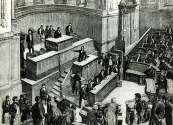 Victor Hugo (1802-85) en la Cámara de los Pares, c. 1885