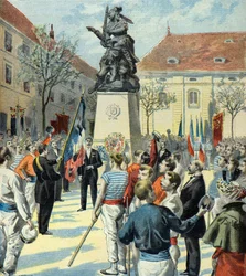 fiestas conmemorativas en Belfort en 1896 (Grabado)
