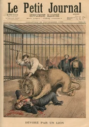 Siendo devorado por un león, ilustración de portada de 
