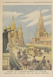 Celebración de la coronación del zar Nicolás II (1894-1917): llegada del cortejo a la Plaza Roja, de «Le Petit Journal», 31 de mayo de 1896