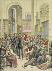 Emigrantes italianos en la Gare Saint-Lazare, de 