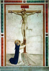Santo Domingo adorando el Crucifijo (fresco)