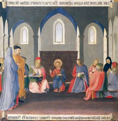 Recuadro que representa la disputa con los doctores en el Templo, panel del Armadio degli Argenti (Arca de Plata) con la vida de Jesús