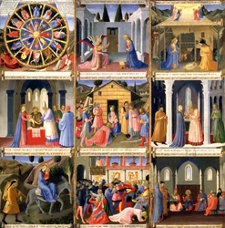 Escenas de la Natividad, panel uno del Tesoro de Plata de la Santissima Annunziata, c.1450-53 (temple sobre tabla)