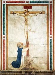 Santo Domingo adorando el Crucifijo de Giovanni da Fiesole, conocido como Fra Angelico (circa 1400-1455), fresco, Corredor del Convento de San Marcos, Florencia